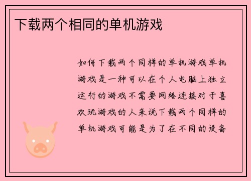 下载两个相同的单机游戏